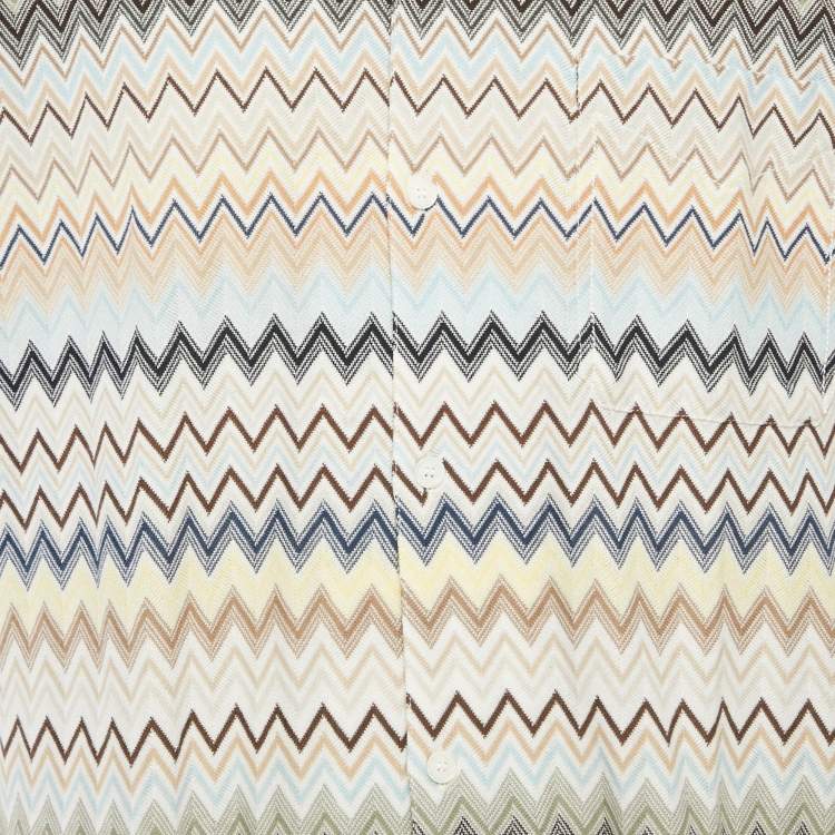 Pre Owned Missoni Multicolor Zig-Zag Knit Shirt & Short Set XXL