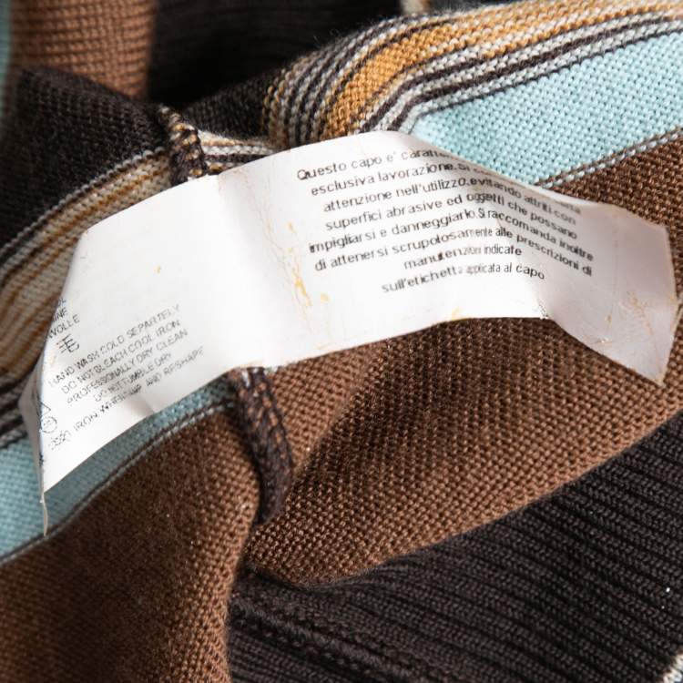 مملوكة مسبقًا Missoni Sport Multicolor Patterned Wool Knit V-Neck Sweater L