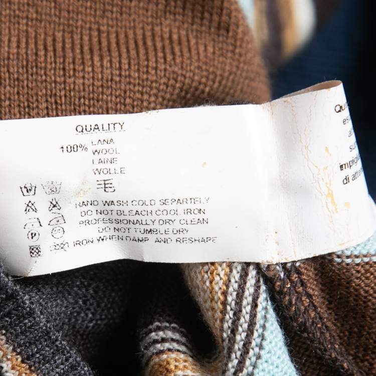 مملوكة مسبقًا Missoni Sport Multicolor Patterned Wool Knit V-Neck Sweater L