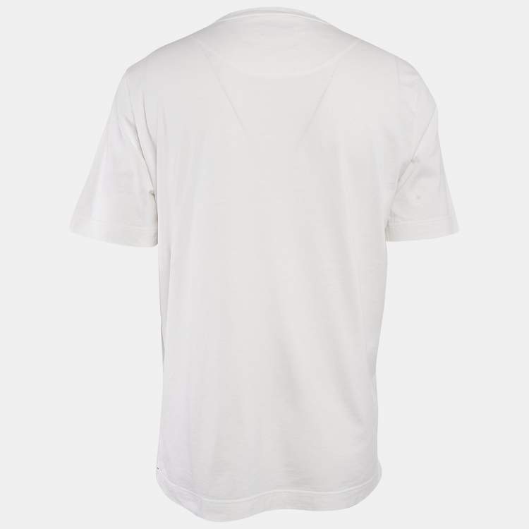 Pre Owned Missoni White Logo Print Cotton Crew Neck T-Shirt M