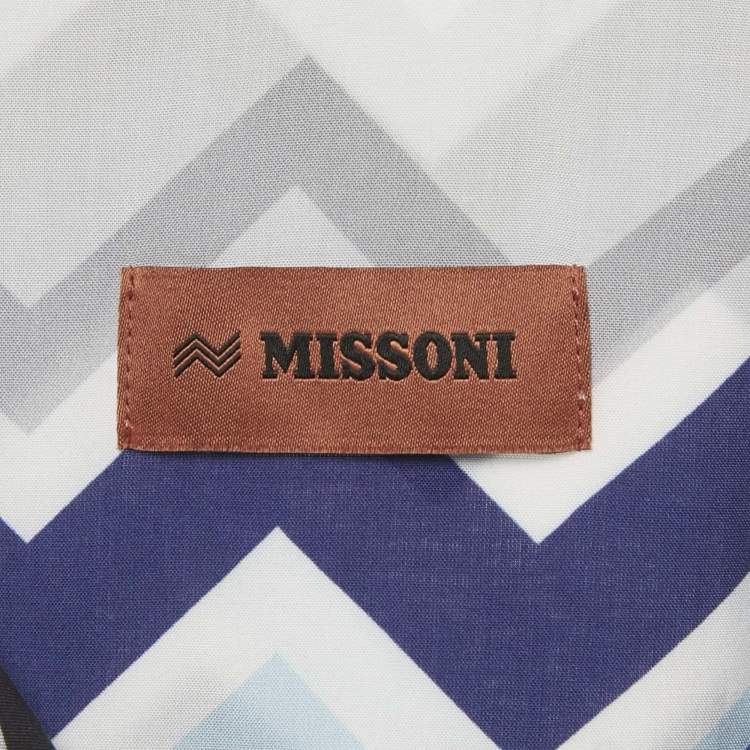 Pre Owned Missoni White Zig Zag Print Crepe Short Sleeve Bowling T-Shirt XXL 