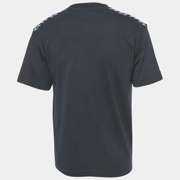 Pre Owned Missoni Navy Blue Zig Zag Detail Cotton T-Shirt S