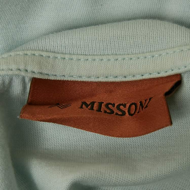 Pre Owned Missoni Blue Logo Embroidered Jersey T-Shirt M