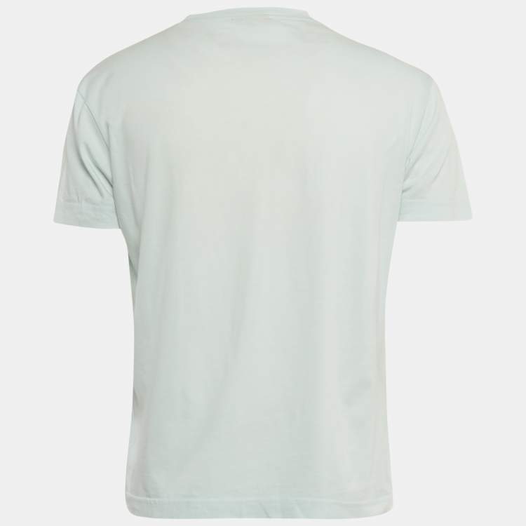 Pre Owned Missoni Blue Logo Embroidered Jersey T-Shirt M