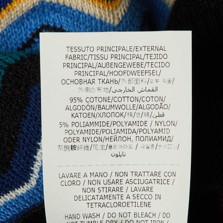 Pre Owned Missoni Black/Blue Chevron Knit Polo T-Shirt L