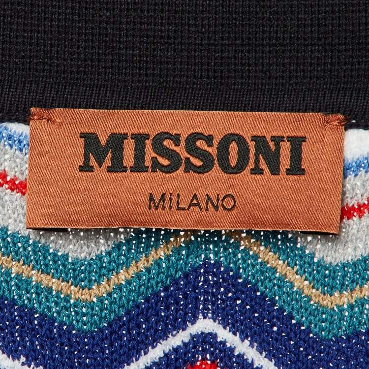 Pre Owned Missoni Multicolor Chevron Knit Polo T-Shirt L