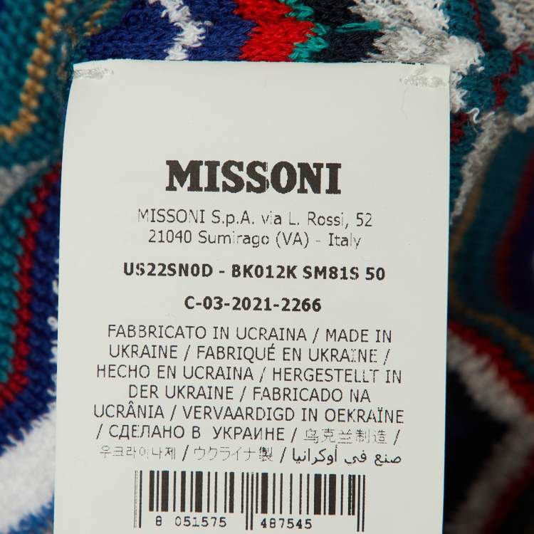 Pre Owned Missoni Multicolor Chevron Knit Polo T-Shirt L