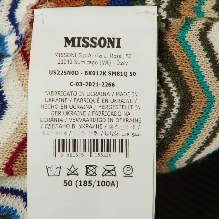 مملوكة مسبقًا Missoni Olive Green Chevron Knit Polo T-Shirt L