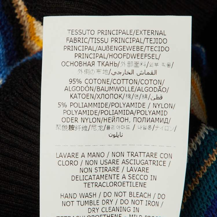 Pre Owned Missoni Black Chevron Knit Polo T-Shirt M