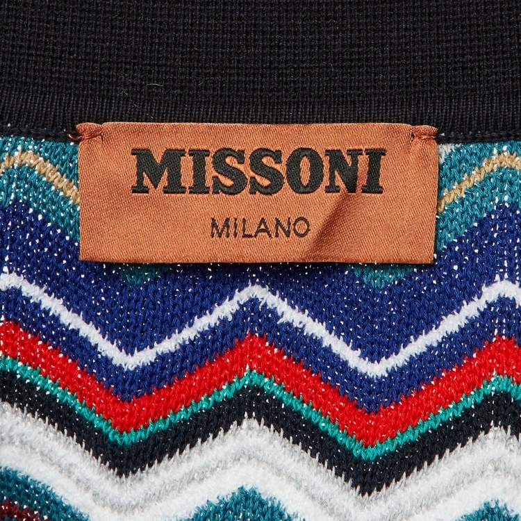 Pre Owned Missoni Multicolor Chevron Knit Polo T-Shirt M