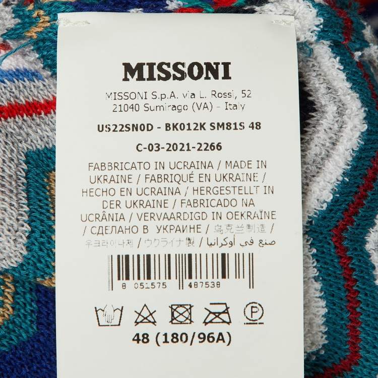 Pre Owned Missoni Multicolor Chevron Knit Polo T-Shirt M