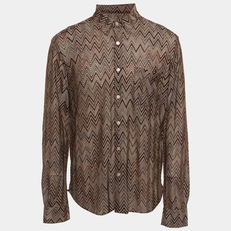 Pre Owned Missoni Multicolour Zig-Zag Knit Long Sleeve Shirt L