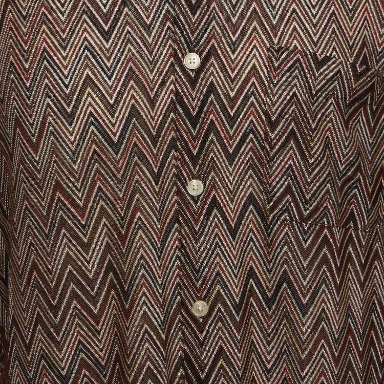 Pre Owned Missoni Multicolour Zig-Zag Knit Long Sleeve Shirt L