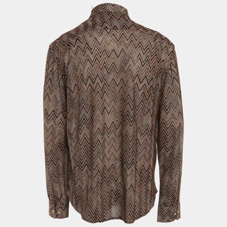 Pre Owned Missoni Multicolour Zig-Zag Knit Long Sleeve Shirt L