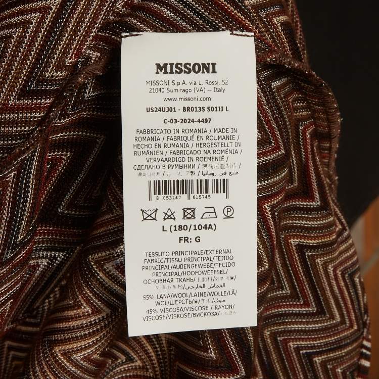 Pre Owned Missoni Multicolour Zig-Zag Knit Long Sleeve Shirt L