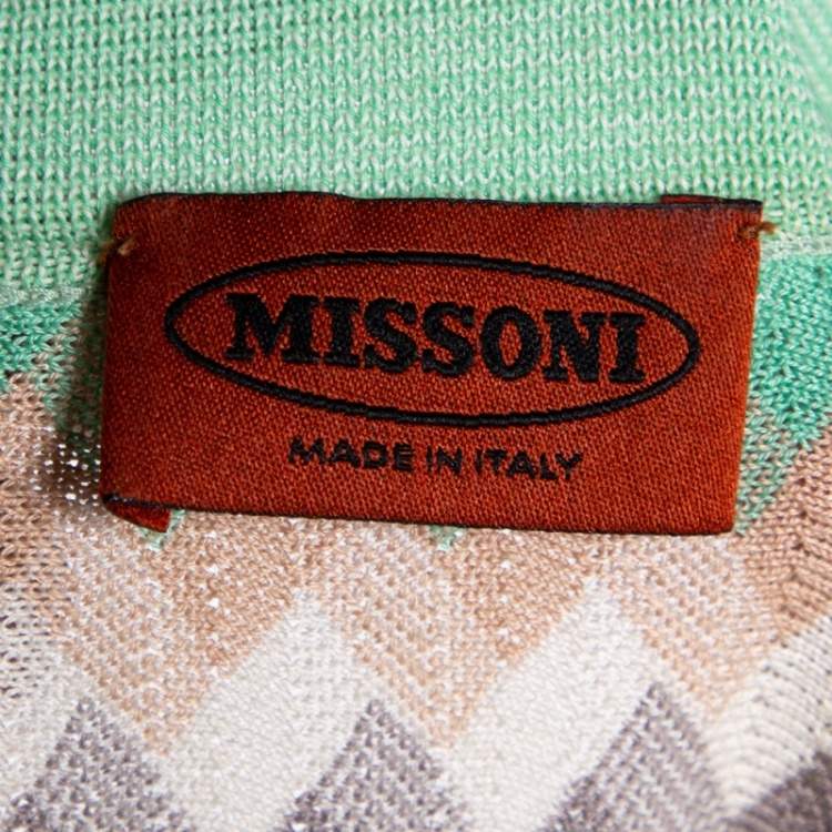 Pre Owned Misson Pastel Chevron Pointelle Knit Polo T-Shirt XXL