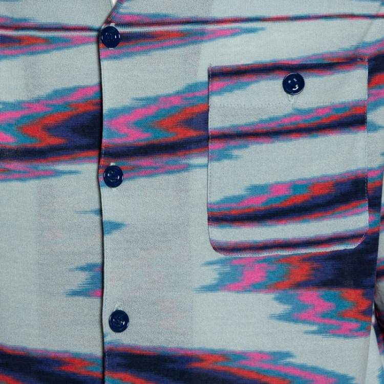 Pre Owned Missoni Limited Edition Multicolor Striped Knit Camp Collar Shirt S