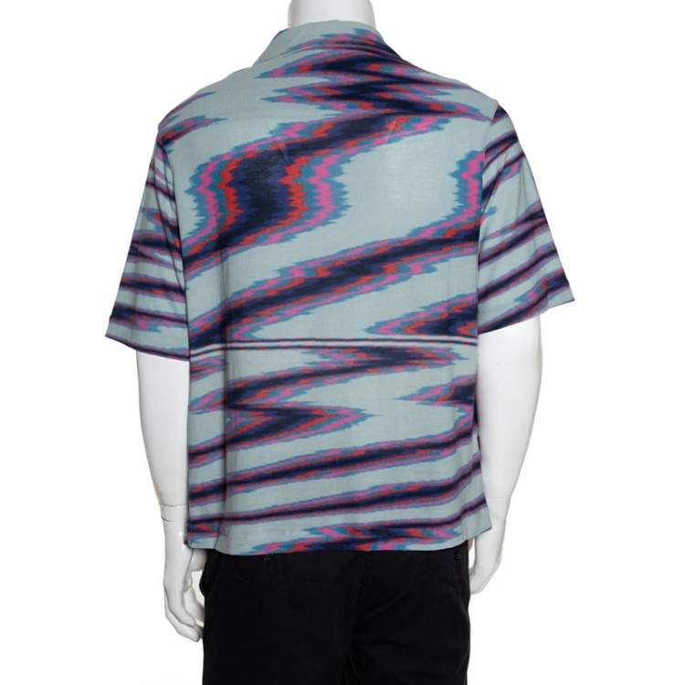 Pre Owned Missoni Limited Edition Multicolor Striped Knit Camp Collar Shirt S
