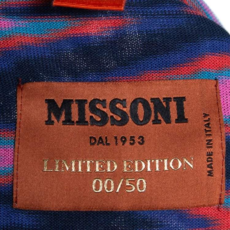 Pre Owned Missoni Limited Edition Multicolor Striped Knit Camp Collar Shirt S