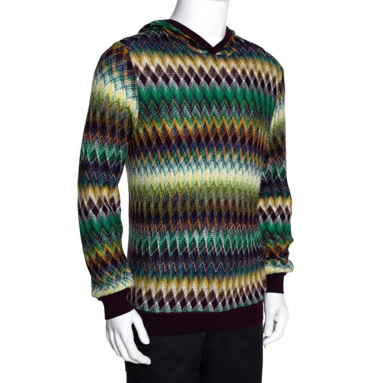 Pre Owned Missoni Multicolor Cotton & Wool Blend Hooded Sweater L