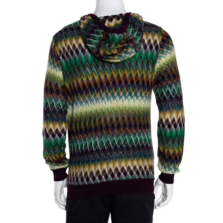 Pre Owned Missoni Multicolor Cotton & Wool Blend Hooded Sweater L
