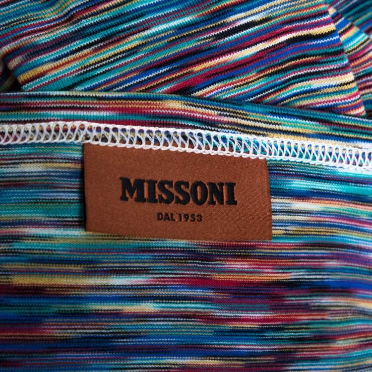 Pre Owned Missoni Multicolor Space Dyed Cotton Paneled Long Sleeve T-Shirt XL