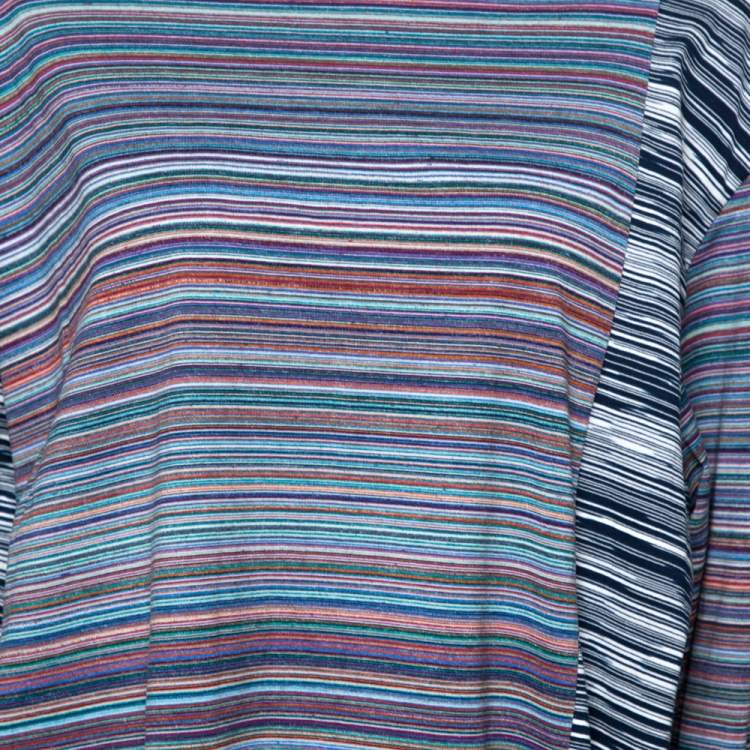 Pre Owned Missoni Multicolor Space Dyed Cotton Paneled Long Sleeve T-Shirt XL