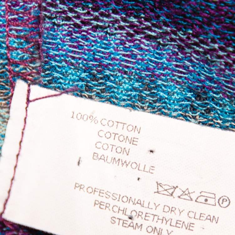 Pre Owned Missoni Blue Chevron Patterned Cotton Knit Roundneck T-Shirt XL
