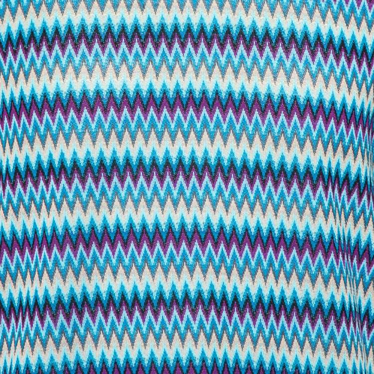Pre Owned Missoni Blue Chevron Patterned Cotton Knit Roundneck T-Shirt XL