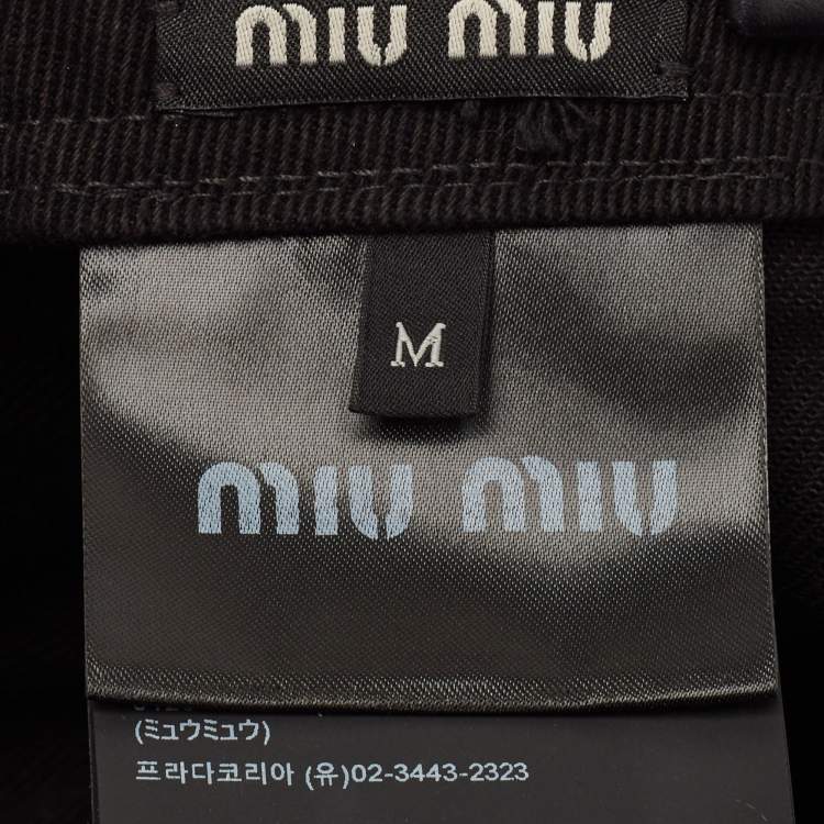Pre Owned Miu Miu Black Logo Embroidered Denim Baseball Cap M