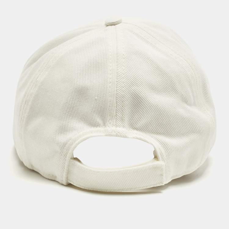 Pre Owned Miu Miu White Logo Embroidered Cotton Baseball Cap M