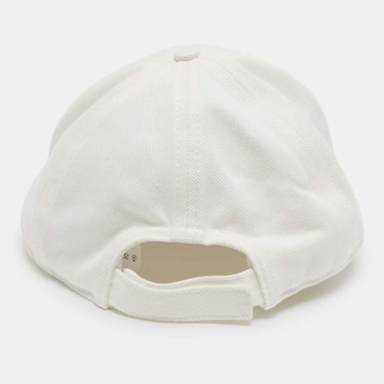 Pre Owned Miu Miu White Logo Embroidered Cotton Baseball Cap M