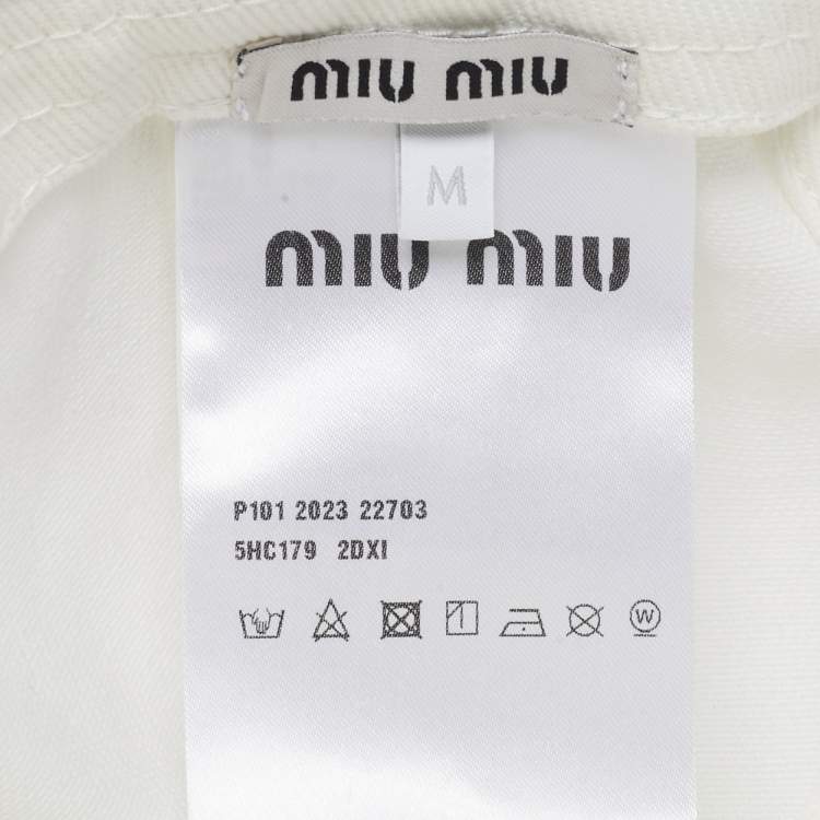 Pre Owned Miu Miu White Logo Embroidered Cotton Baseball Cap M