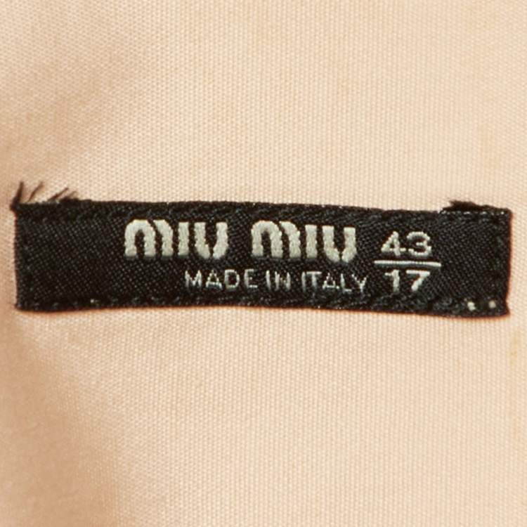 Pre Owned Miu Miu Beige Cotton Ruffle Detail Long Sleeve Shirt XXL 