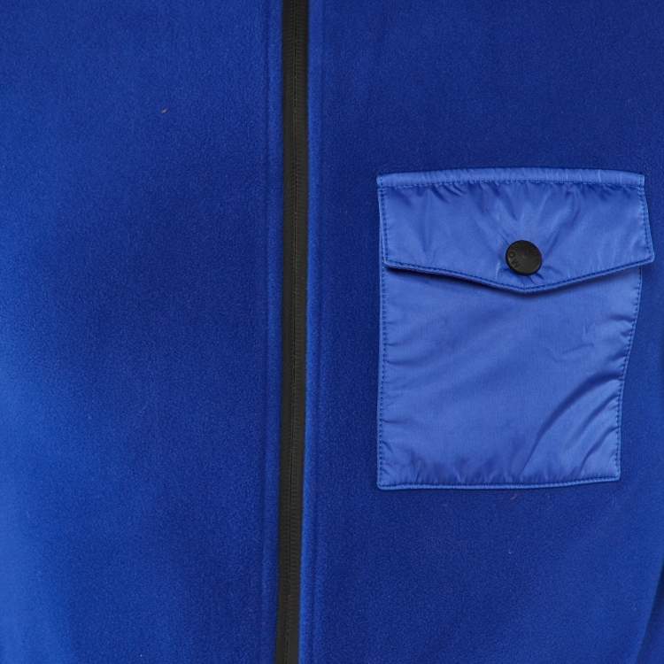 Pre Owned Moncler Grenoble Blue Nylon & Fleece Zip Up Cardigan S 