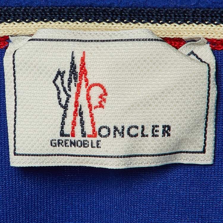 Pre Owned Moncler Grenoble Blue Nylon & Fleece Zip Up Cardigan S 