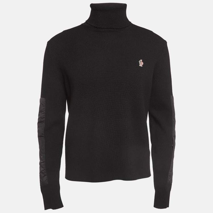 Moncler Grenoble Black Wool Blend Knit Paneled Turtleneck Sweater L Moncler Grenoble The Luxury Closet