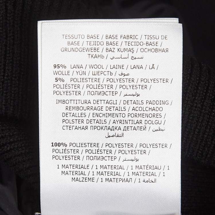 Pre Owned Moncler Grenoble Black Wool Blend Knit Paneled Turtleneck Sweater L