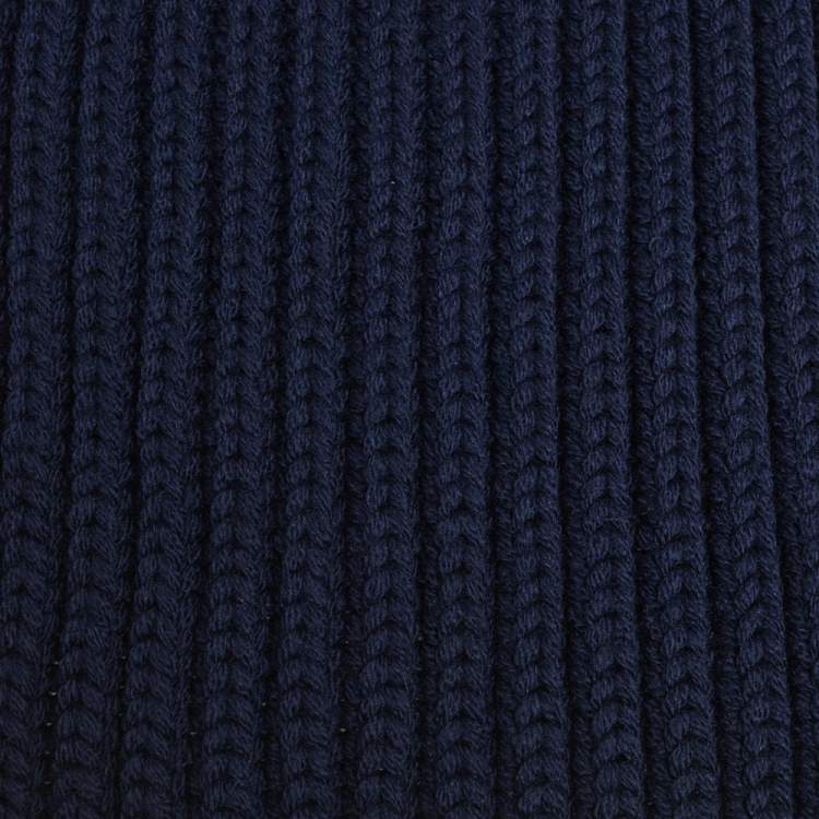 Pre Owned Moncler Navy Blue Ribbed Wool & Synthetic Pocket Patch Detail Muffler 