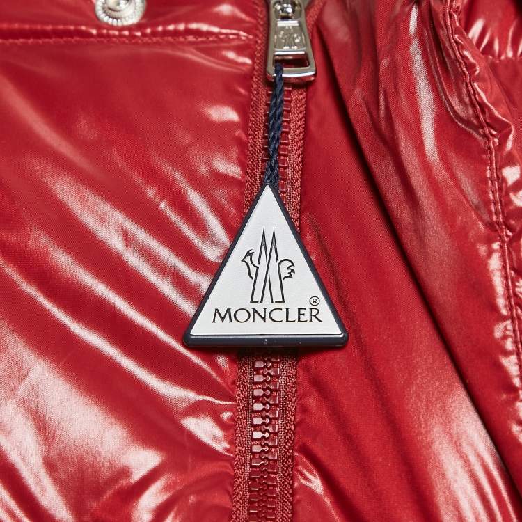 Pre Owned Moncler Red Nylon Detachable Hood Zip-Up Maljasset Down Jacket XL