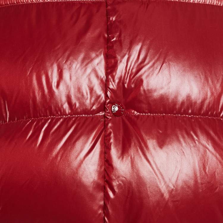 Pre Owned Moncler Red Nylon Detachable Hood Zip-Up Maljasset Down Jacket XL