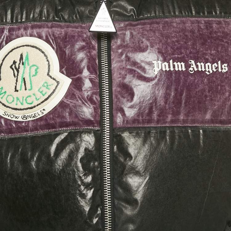 Pre Owned Moncler x Palm Angels Purple/Black Coated Cotton Puffer Vest L