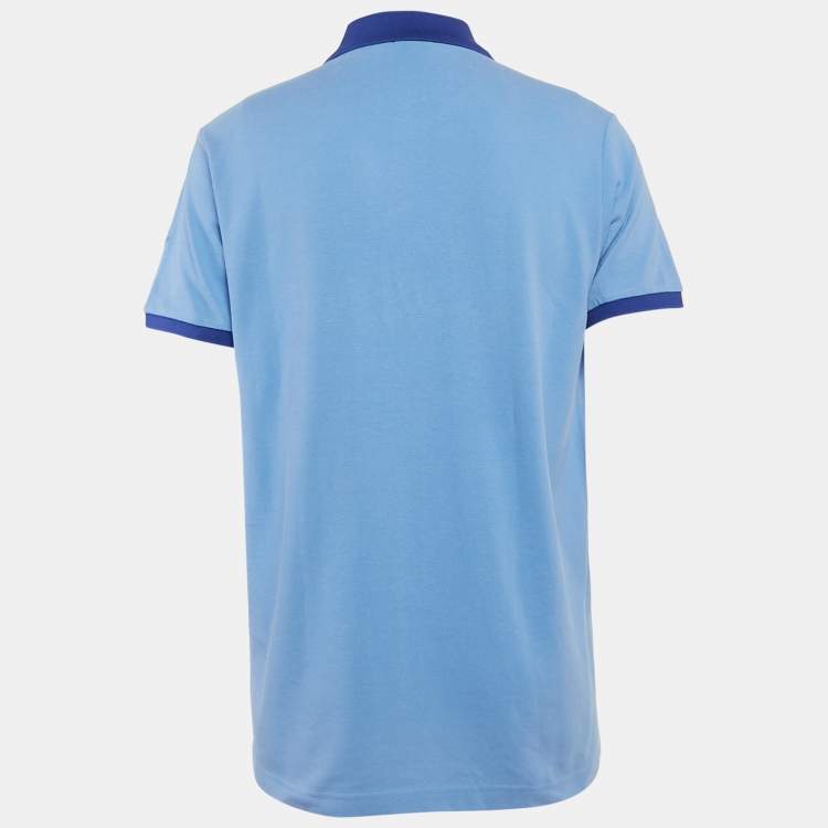 Pre Owned Moncler Blue Cotton Pique Polo T-Shirt XXL