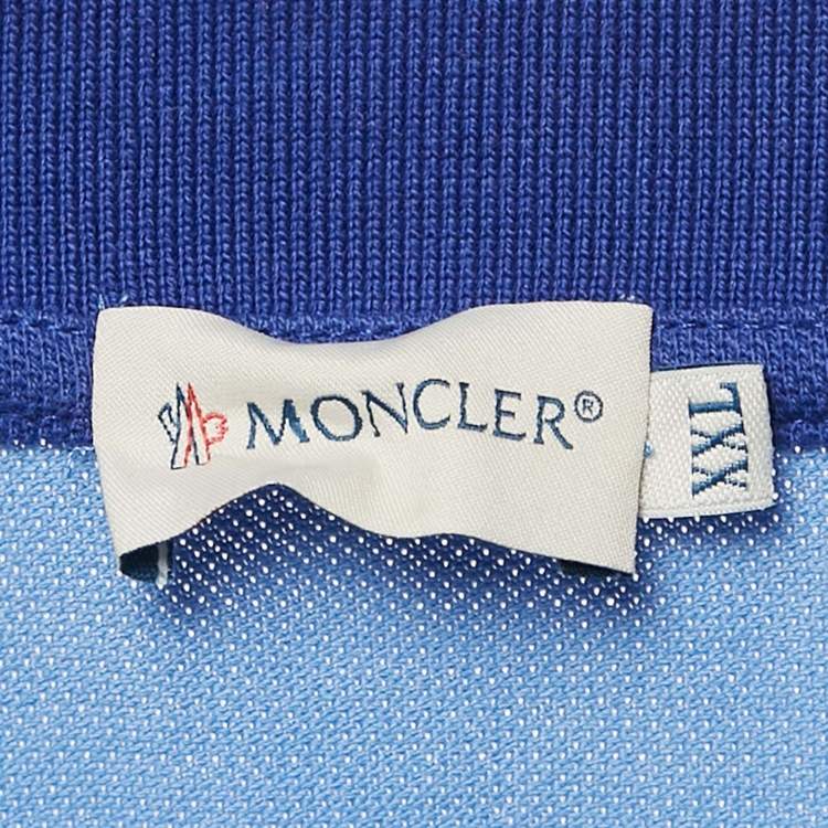 Pre Owned Moncler Blue Cotton Pique Polo T-Shirt XXL