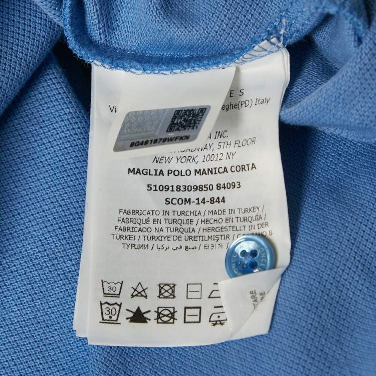 Pre Owned Moncler Blue Cotton Pique Polo T-Shirt XXL