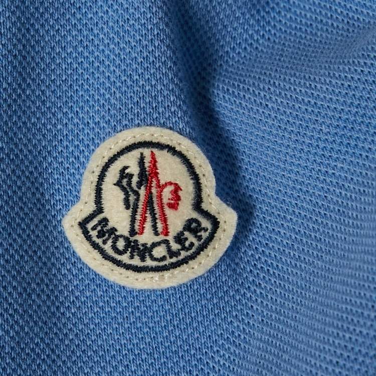 Pre Owned Moncler Blue Cotton Pique Polo T-Shirt XXL