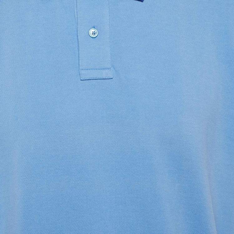 Pre Owned Moncler Blue Cotton Pique Polo T-Shirt XXL