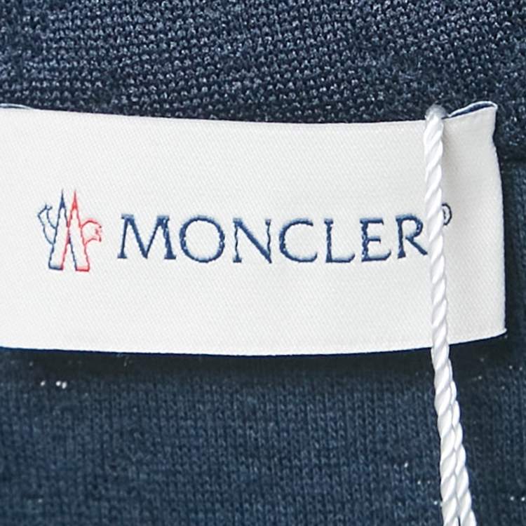 Pre Owned Moncler Navy Blue Monogram Quilted Zip-Up Jacket XL