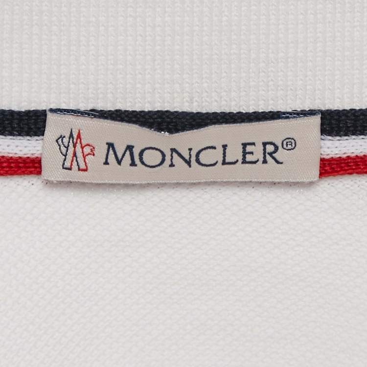 Pre Owned Moncler White Cotton Pique Short Sleeve Polo T-Shirt M