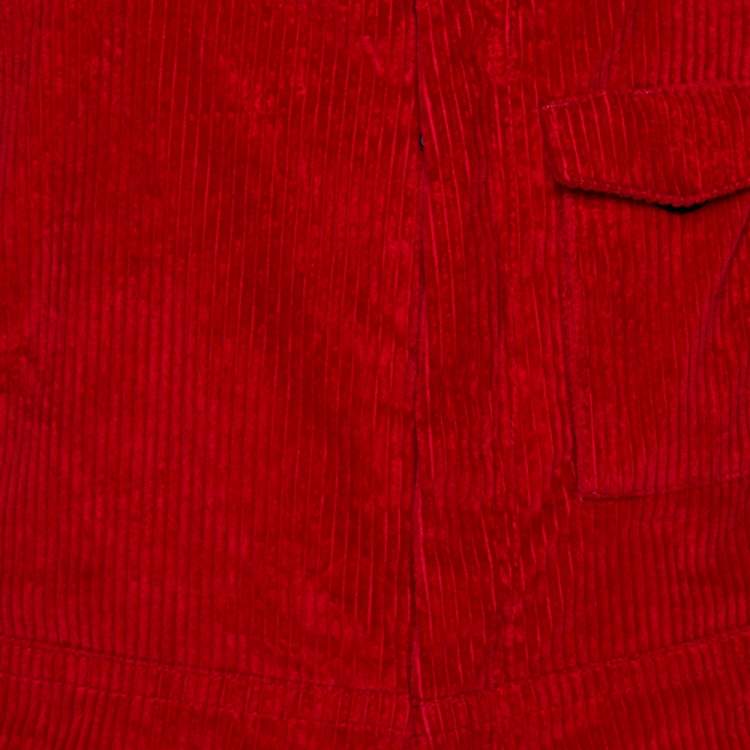 Pre Owned Moncler Grenoble Red Corduroy Straight Fit Overalls S